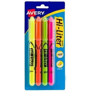 Avery - Hi-Liter Thin Assorted - 4 Ct