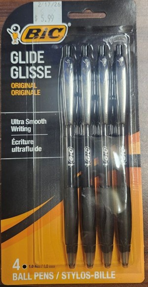 Bic - Glide Original Black Pens - 4 Ct