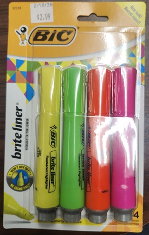 Bic - Highlighter Brite Liner - Assorted 4 Ct