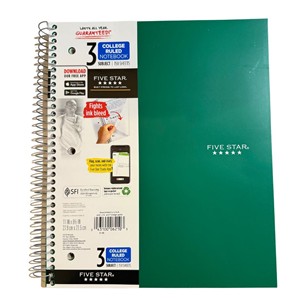 Mead - Five Star Spiral Notebook - 3 Subject 150 Sheets