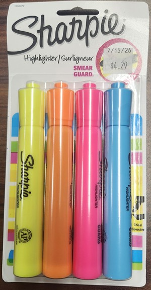 Sharpie - Highlighter Assorted- 4 Ct